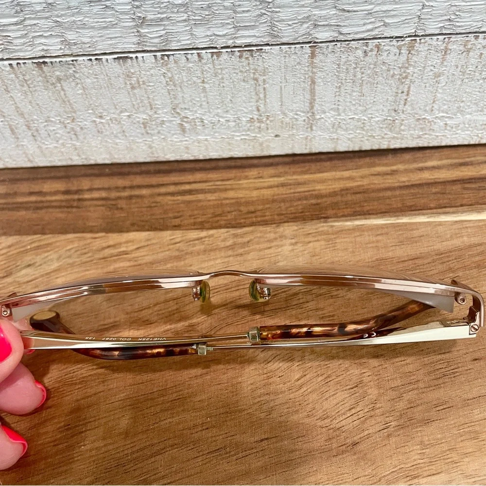 CAROLINA HERRERA VHE125K Gold Brown Pink Tortoise Square Metal FRAMES  54-15-135